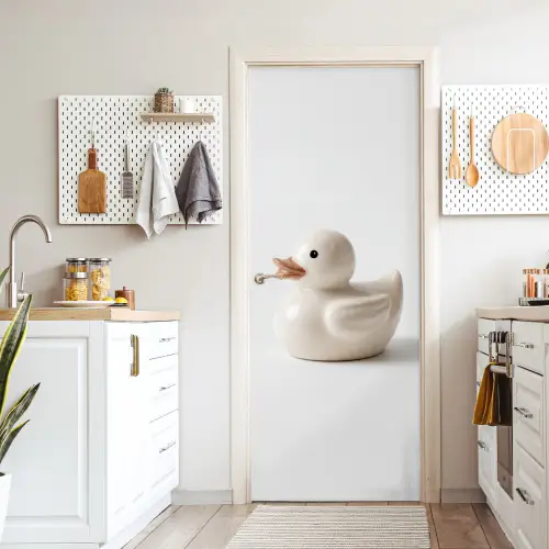 Badeend - Minimalistisch - Wit deurposter klein -sfeer5