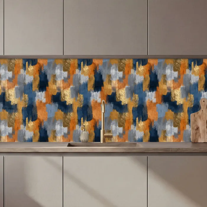 Penseelstrepen - Ruw - Textuur - Koperblauw keuken achterwand 2 middel 871 zz_3dshopping