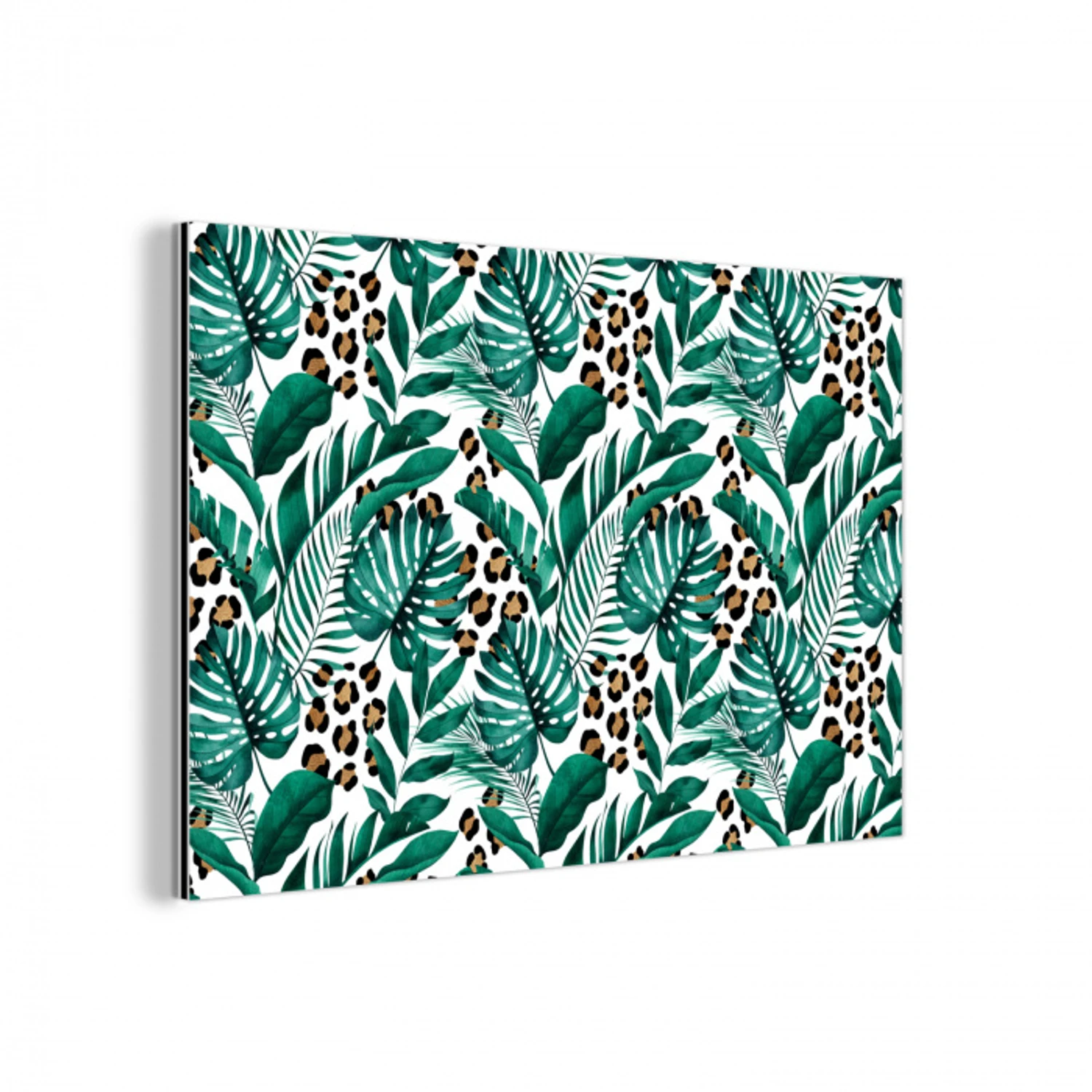 Dierenprint - Panter - Bladeren - Tropisch - Jungle aluminium wit klein -3d