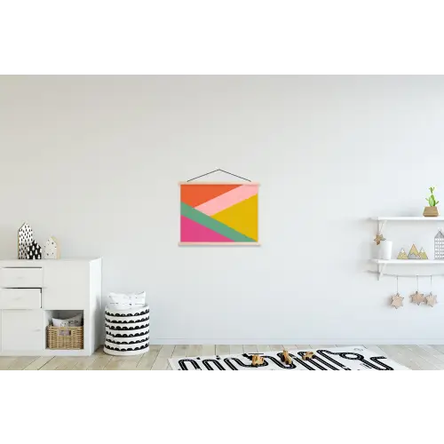 Driehoeken - Kleurrijk - Abstract textielposter latten blank klein -kinderkamer