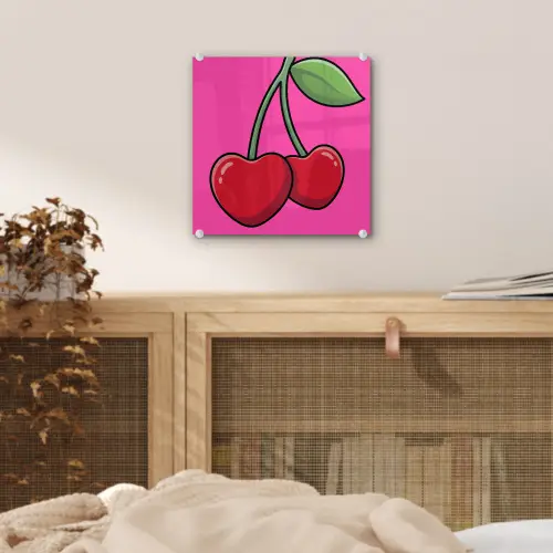 Kers - Roze - Fruit plexiglas 5mm klein -sfeer4