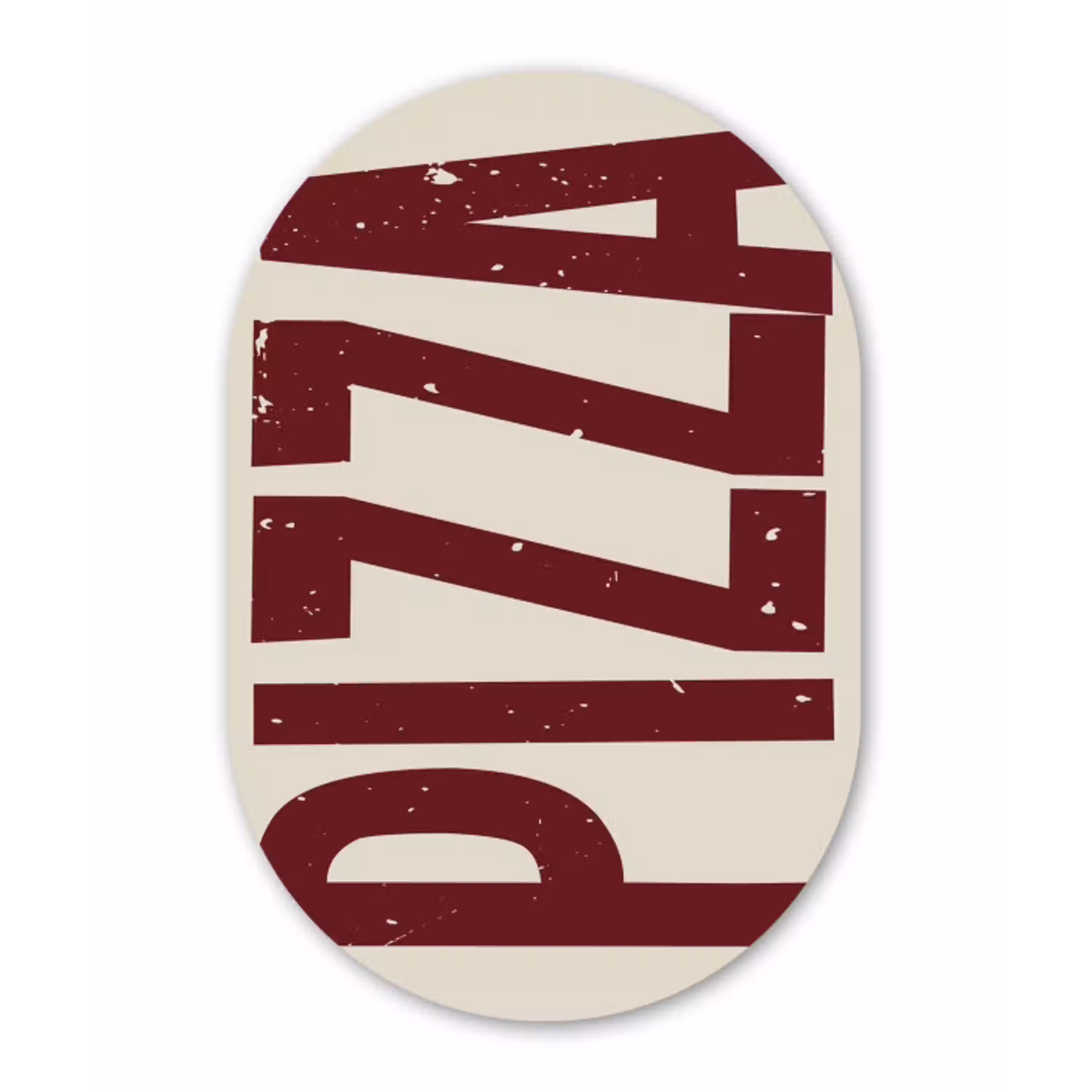 Pizza - Vintage - Decoratie - Japandi Wandcirkel Ovaal Aluminium middel -3d