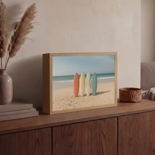 Strand - Surfbord - Pastel Light Box met batterij (Wandlamp) middel -sfeer2