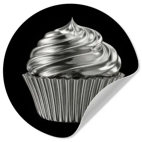 Cupcake - Luxueus - Zilver Wandcirkel behangsticker klein -3d