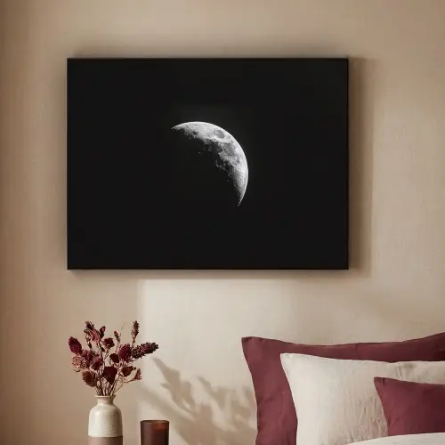 Maan - Hemel - Zwart - Schaduw Textielframe zwart klein -sfeer1