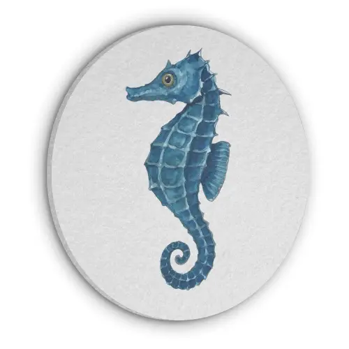 Zeepaardje - Staart - Blauw Akoestische PET Vilt - Rond klein -3d