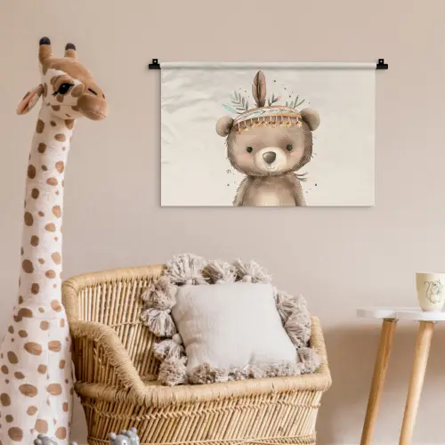 Beer - Boho - Indianentooi - Dieren Wandkleed katoen klein -wsfeer5_kind