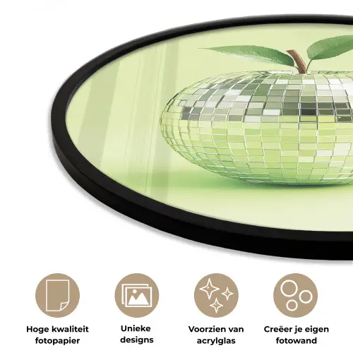 Groen - Disco - Decoratie - Appel Fotolijst rond zonder passe partout klein -closeup_NL