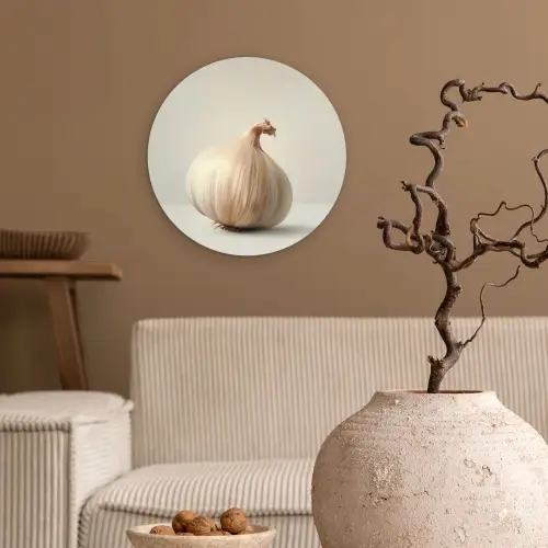 Knoflook - Natuurlijk - Beige Wandcirkel plexiglas klein -sfeer1