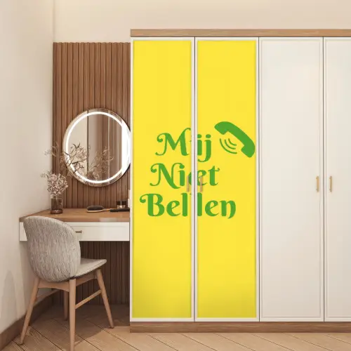 Mij niet bellen - Telefoon - Geel deurposter klein -sfeer3