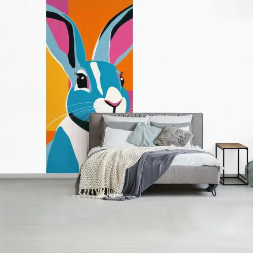 Haas - Kleurvakken - Oren - Roze fotobehang vinyl groot -slaapkamer