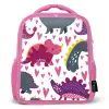 Dino - Hart - Patronen - Roze - Meisjes - Dinosaurus Kinderrugzak - Roze middel -3d