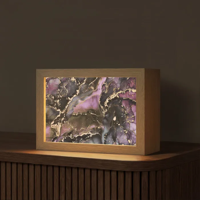 Marmer - Gold - Steen - Abstract Light Box met kabel (Tafellamp) klein -z3d_website