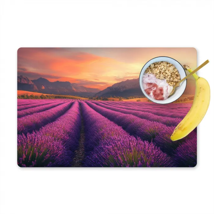 Lavendelveld - Zonsondergang - Paars Placemat vinyl groot -zzzproduct_Kitchenyeah-website