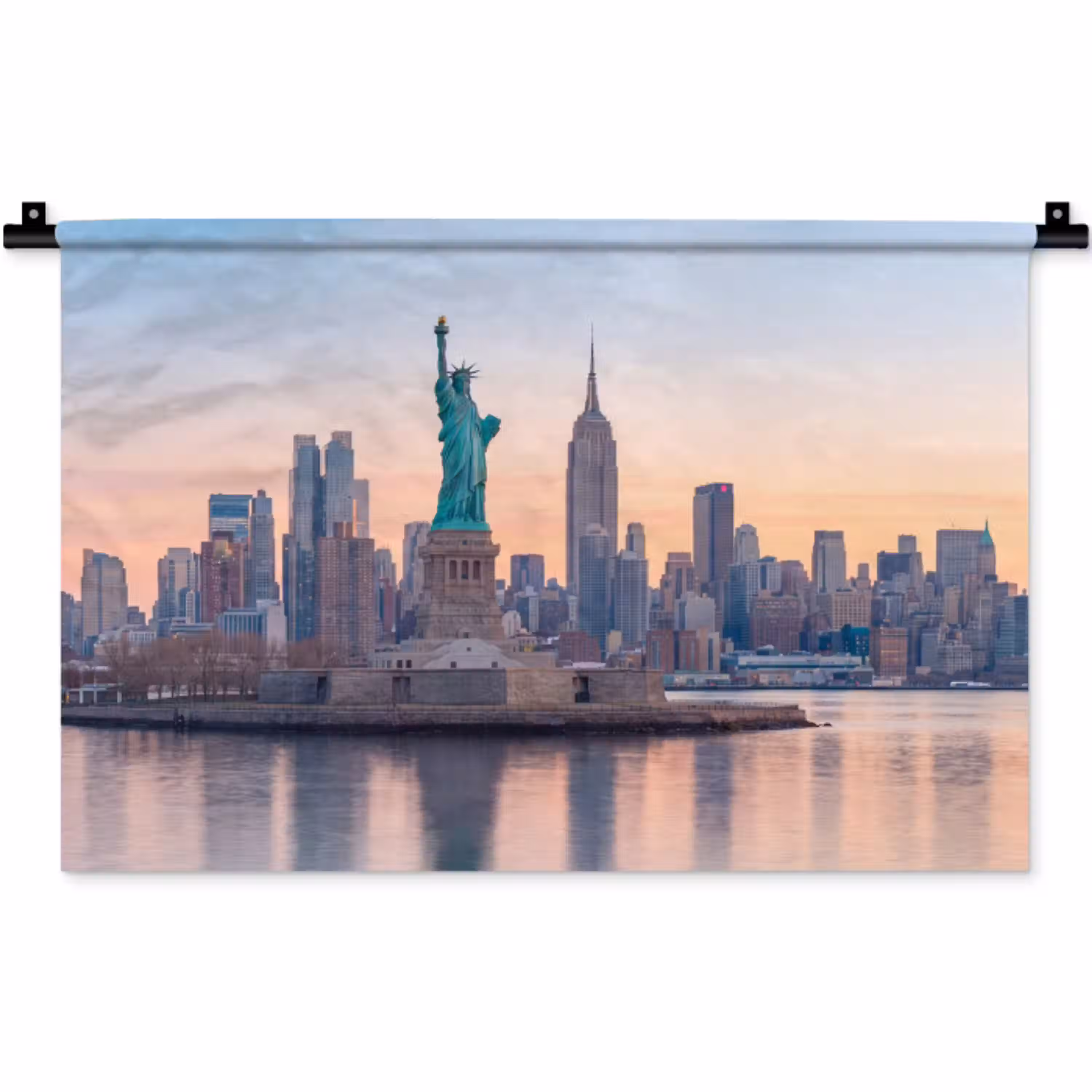 Vrijheidsbeeld - New York - Zonsopgang - Stad - Architectuur Wandkleed katoen klein -zz3d