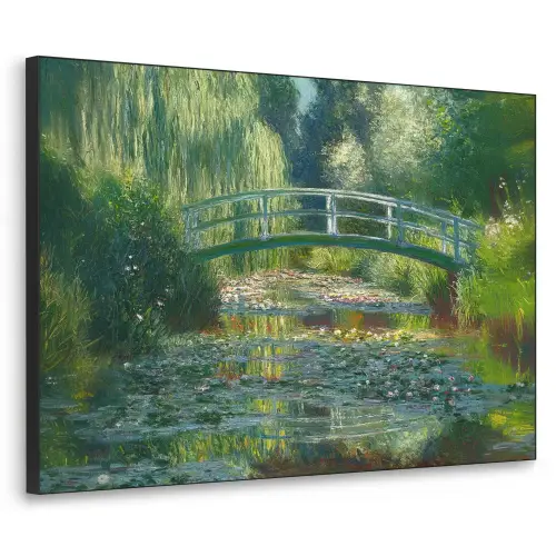 Brug - Hout - Vijver - Waterlelies Textielframe - compleet frame klein -3d