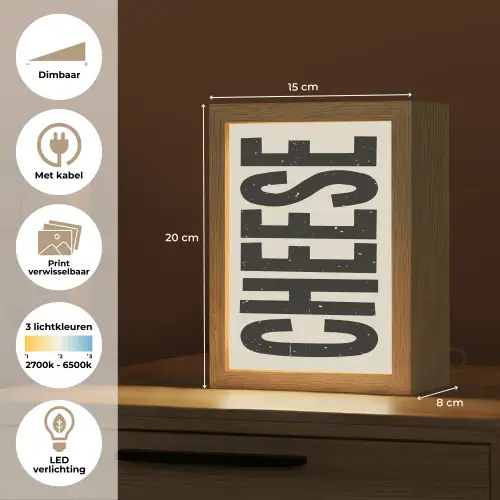 Kaas - Decoratie - Beige - Cheese Light Box met kabel (Wandlamp) klein -USP_websiteoverzichtNL