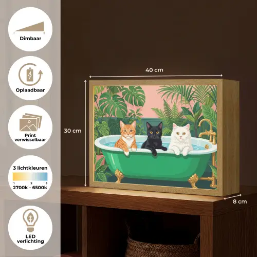 Badkamer - Kattenparade - Kleurrijk Light Box met batterij (Wandlamp) middel -USP_websiteoverzichtNL