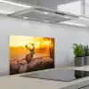 Hert - Dieren - Zonsondergang - Winter - Heide - Natuur keuken achterwand spatscherm klein -3d_schuin