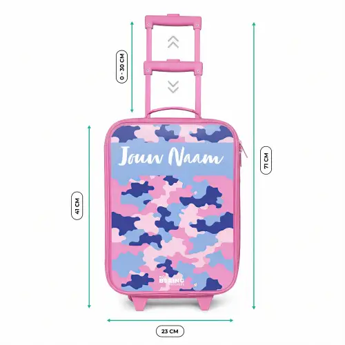 Camouflage - Roze - Blauw Kinderkoffer - Roze klein -productfoto_formaten