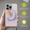 Garnaal - Subtiele structuur - Blauw - Roze Hoesje iPhone 16 Pro Max met koord klein -sfeer2_NL