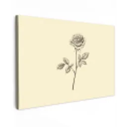 Illustratie - Zwart - Roos Tuinposter op houten frame 2 cm dik klein -3d