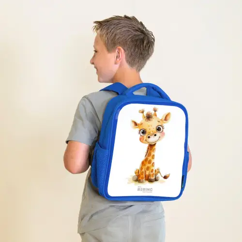 Baby giraffe Kinderrugzak - Blauw middel -sfeer2