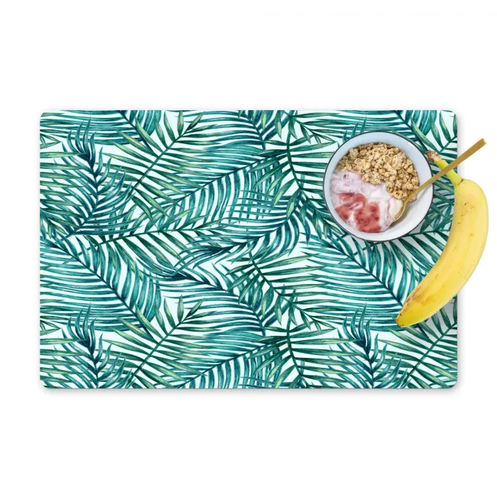Palmbladeren - Sierlijk - Blauw - Groen Placemat vinyl groot 368 -zzzproduct_Kitchenyeah-website