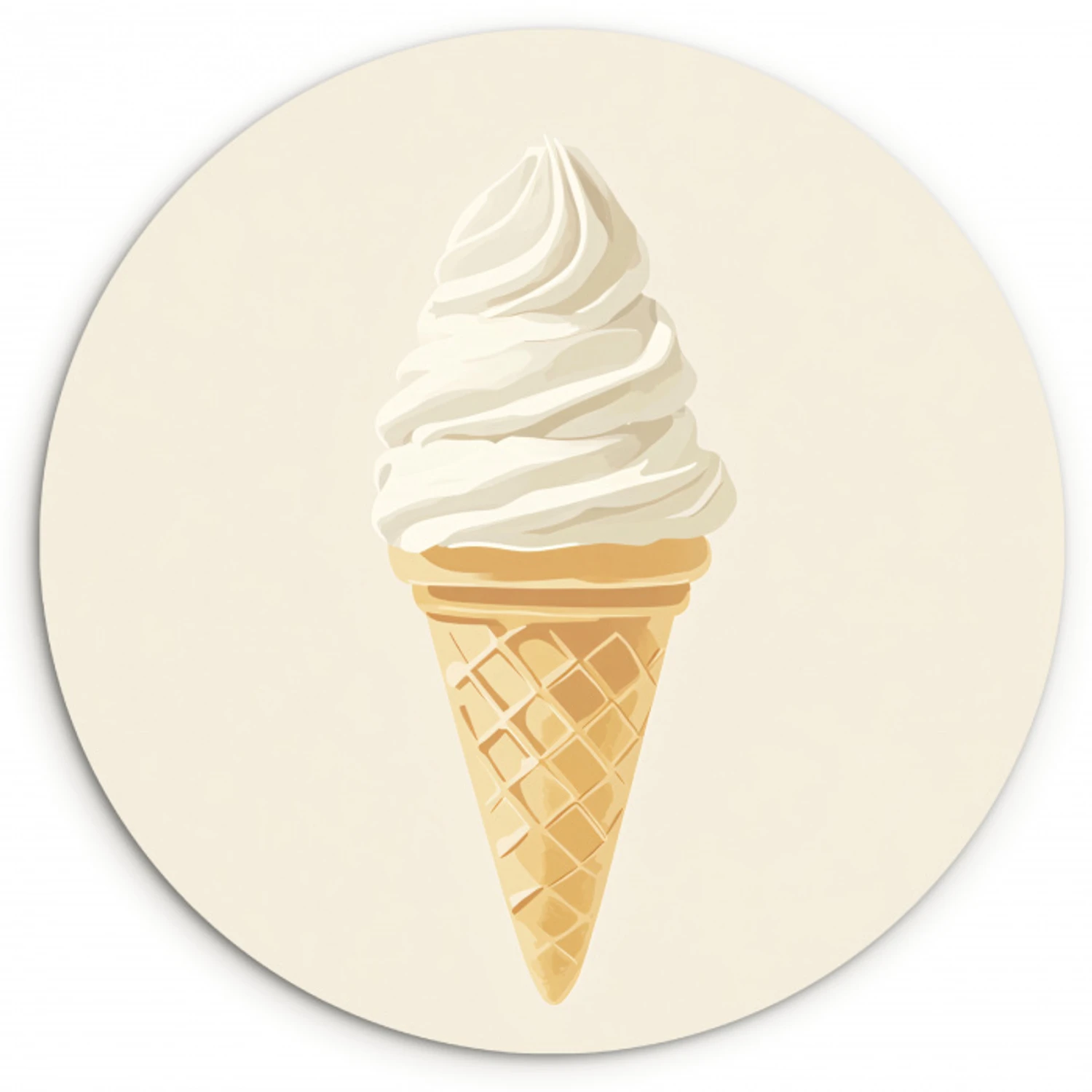 Softijs - Hoorntje - Wit KitchenYeah - Keuken - Wandcirkel Forex klein -3d