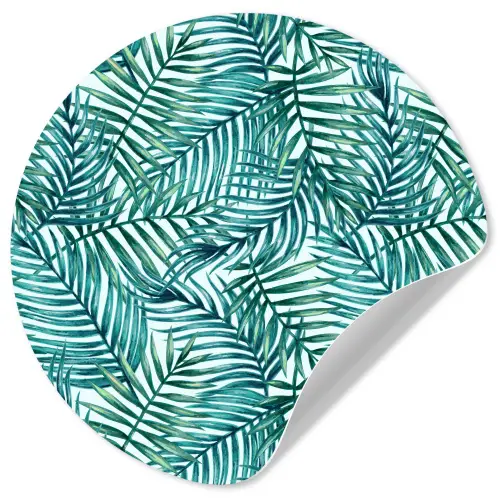 Palmbladeren - Sierlijk - Blauw - Groen Wandcirkel behangsticker klein 186 -3d
