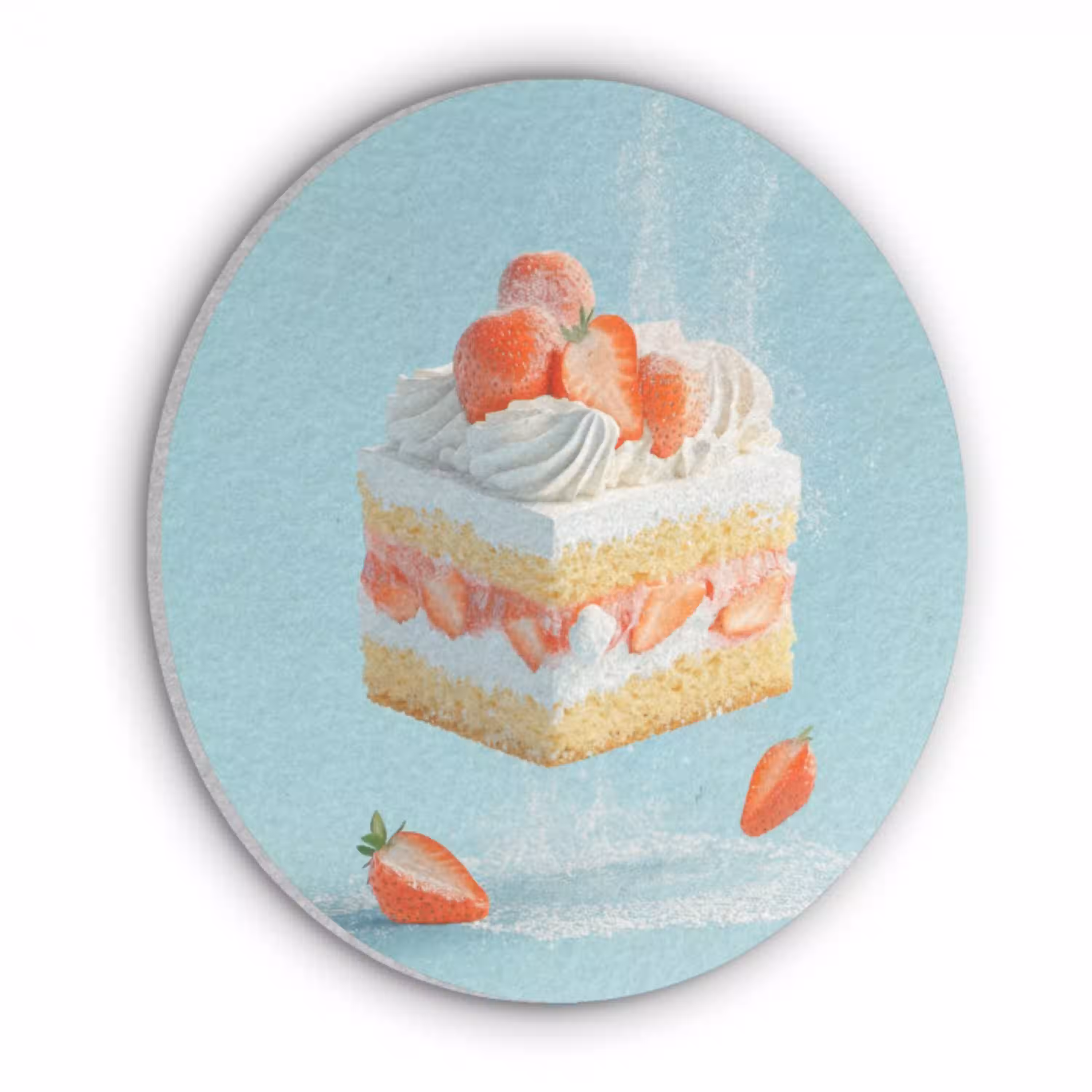 Slagroom - Taart - Blauw - Eten Akoestische PET Vilt - Rond klein -3d