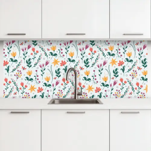 Patronen - Bloemen - Bladeren keuken achterwand 2 middel 871 -3d
