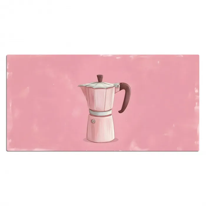 Roze - Mokkapot - Illustratie - Koffie Muismat XXL klein -3d_leeg