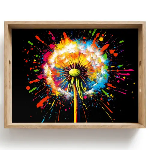 Paardenbloem - Graffiti - Kleurrijk - Bloemen - Natuur Dienblad Rechthoek middel -z3d_shopping