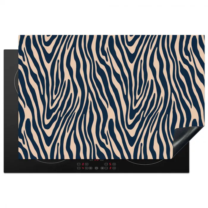 Zebra - Patroon - Blauw - Beige Inductie beschermer vinyl 3mm klein 276 -3d