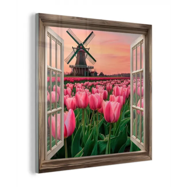 Doorkijk - Tulpen - Bloemen - Molen - Raam plexiglas 5mm klein -z3d
