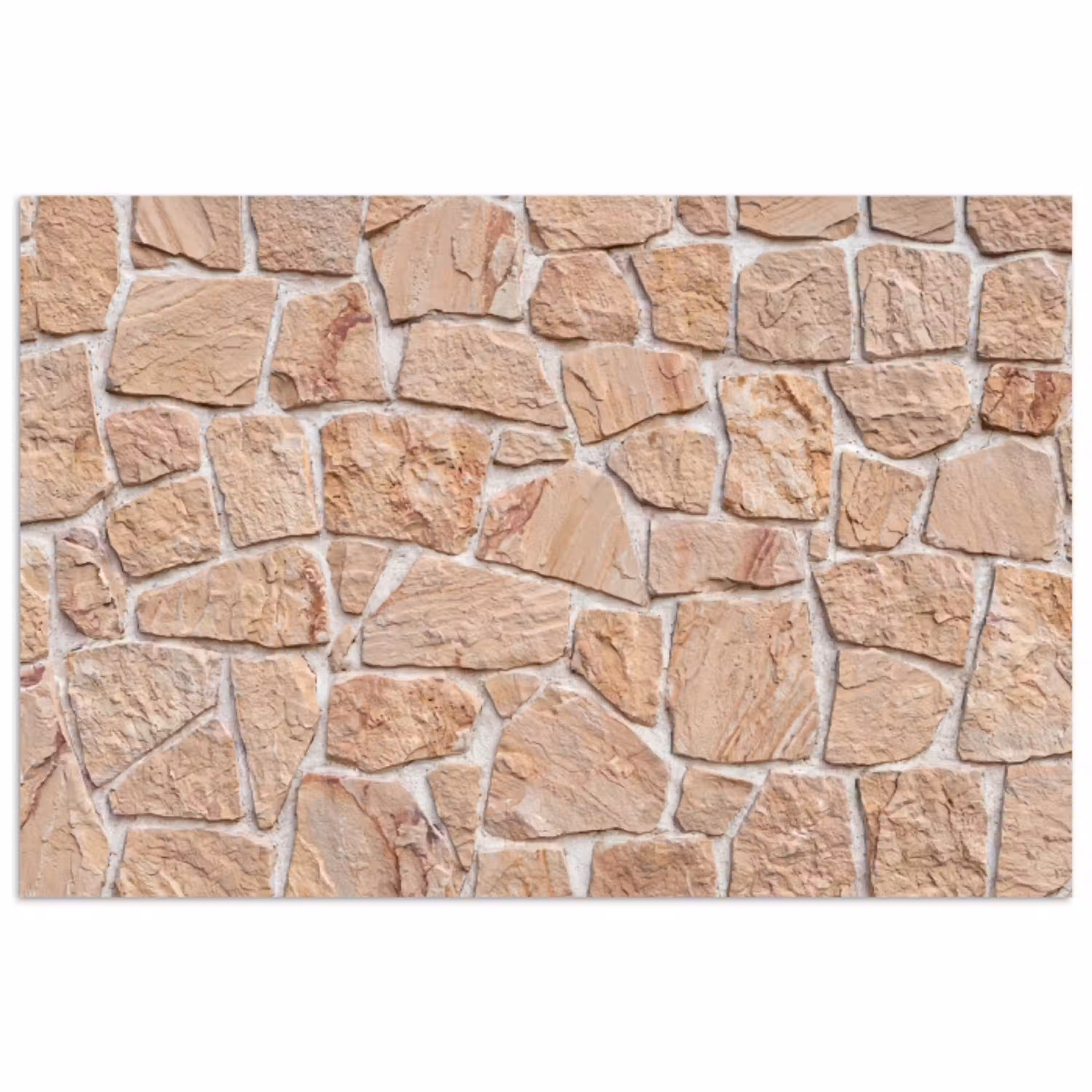 Muur - Steen - Patroon - Rustiek - Beige poster papier klein -3d