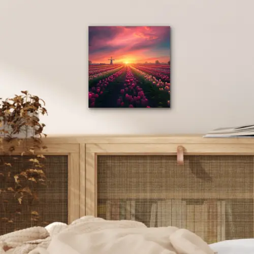 Windmolen - Zonsondergang - Landschap aluminium wit klein -sfeer3