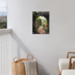 Doorkijk - Landschap - Bloemen - Tuinboog - Natuur tuinposter los doek klein -sfeer8