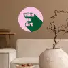 Groen - Teskt - This is art - Roze Wandcirkel behangsticker klein -sfeer1