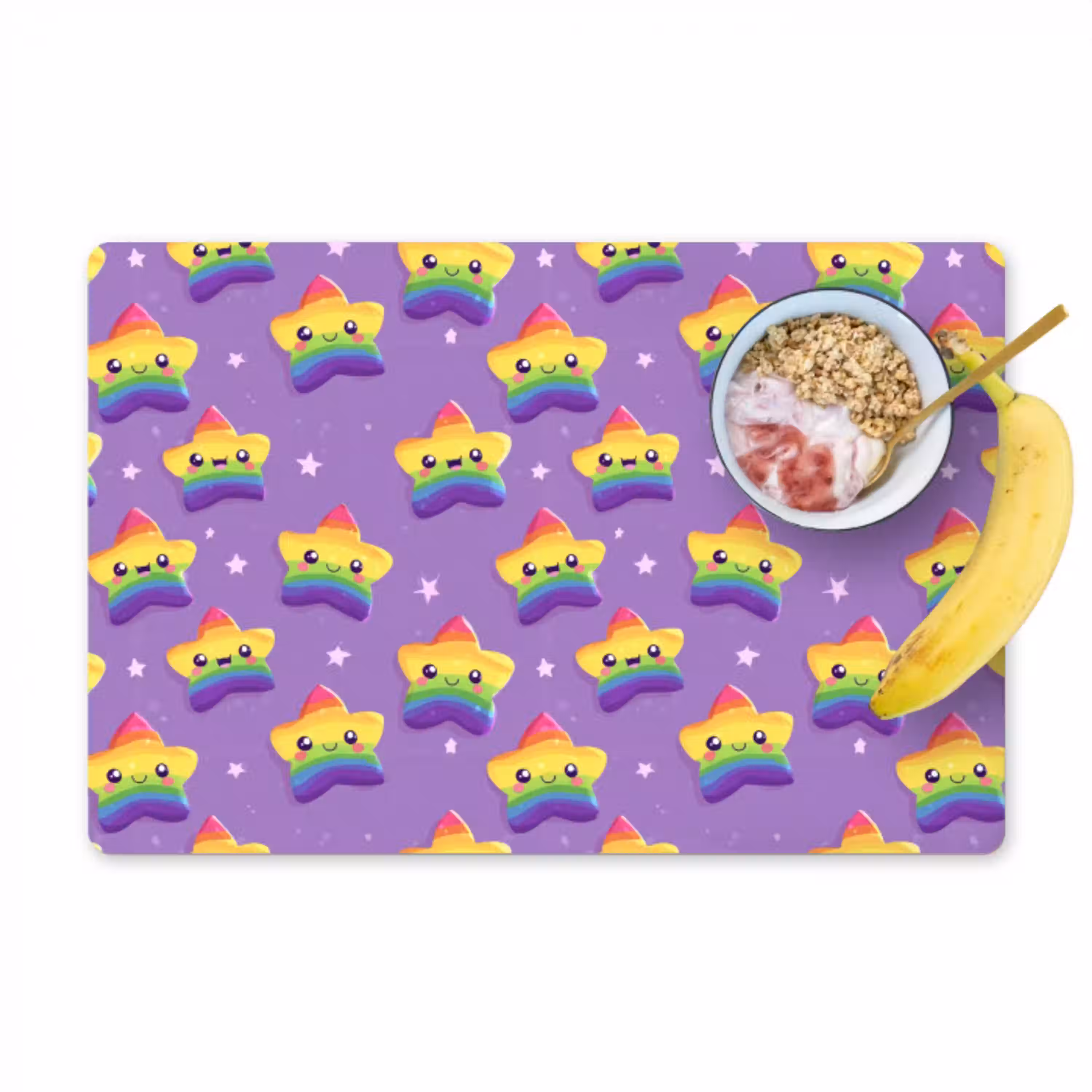 Sterren - Regenboog - Paars Placemat vinyl groot 368 -zzzproduct_Kitchenyeah-website