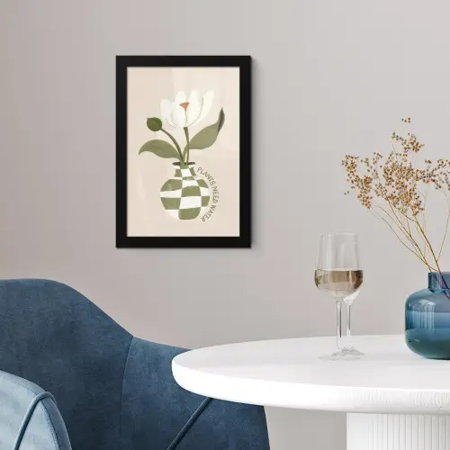Bloem - Wit - Vaas - Quote fotolijst zwart zonder passe partout klein -sfeer4