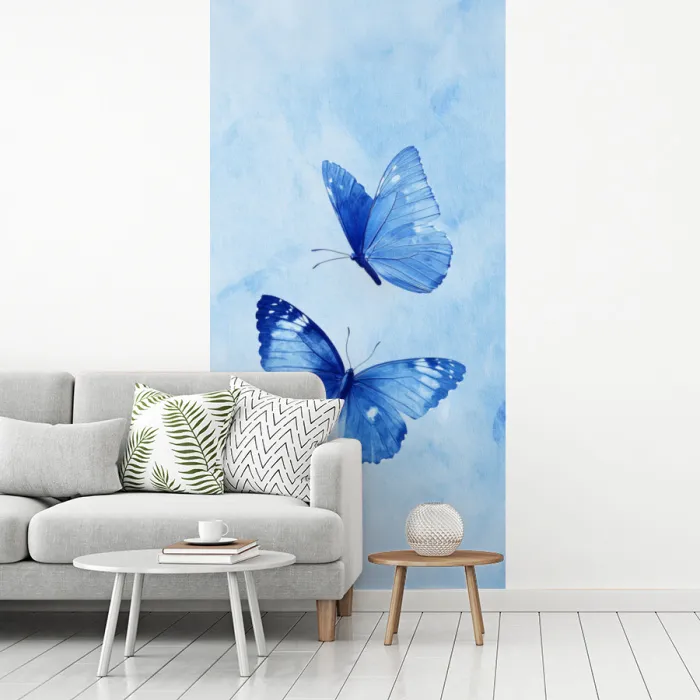 Vlinders - Sierlijk - Blauw fotobehang vinyl groot -woonkamer