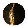 Buddha - Boeddha beeld - Goud - Spiritueel - Zwart Wandcirkel aluminium klein -3d