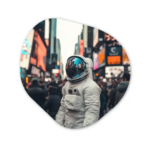 Stad - Mensen - Astronaut - Wit Wandcirkel Organisch Forex 3mm klein -3d