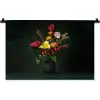 Bloemen - Vaas - Zwart Wandkleed katoen klein -zz3d