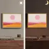 Heuvels - Oranje - Zon - Abstract Light Box met batterij (Wandlamp) middel -sfeer3