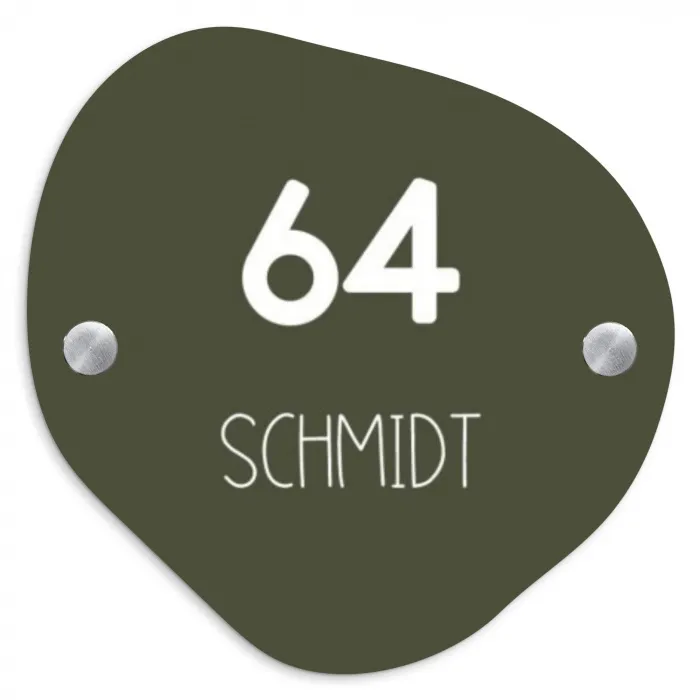 Donkergroen - Modern Naambord Organisch middel -3d