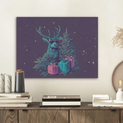 Rendier - Zonnebril - Neon - Kerstboom PET vilt klein -sfeer1