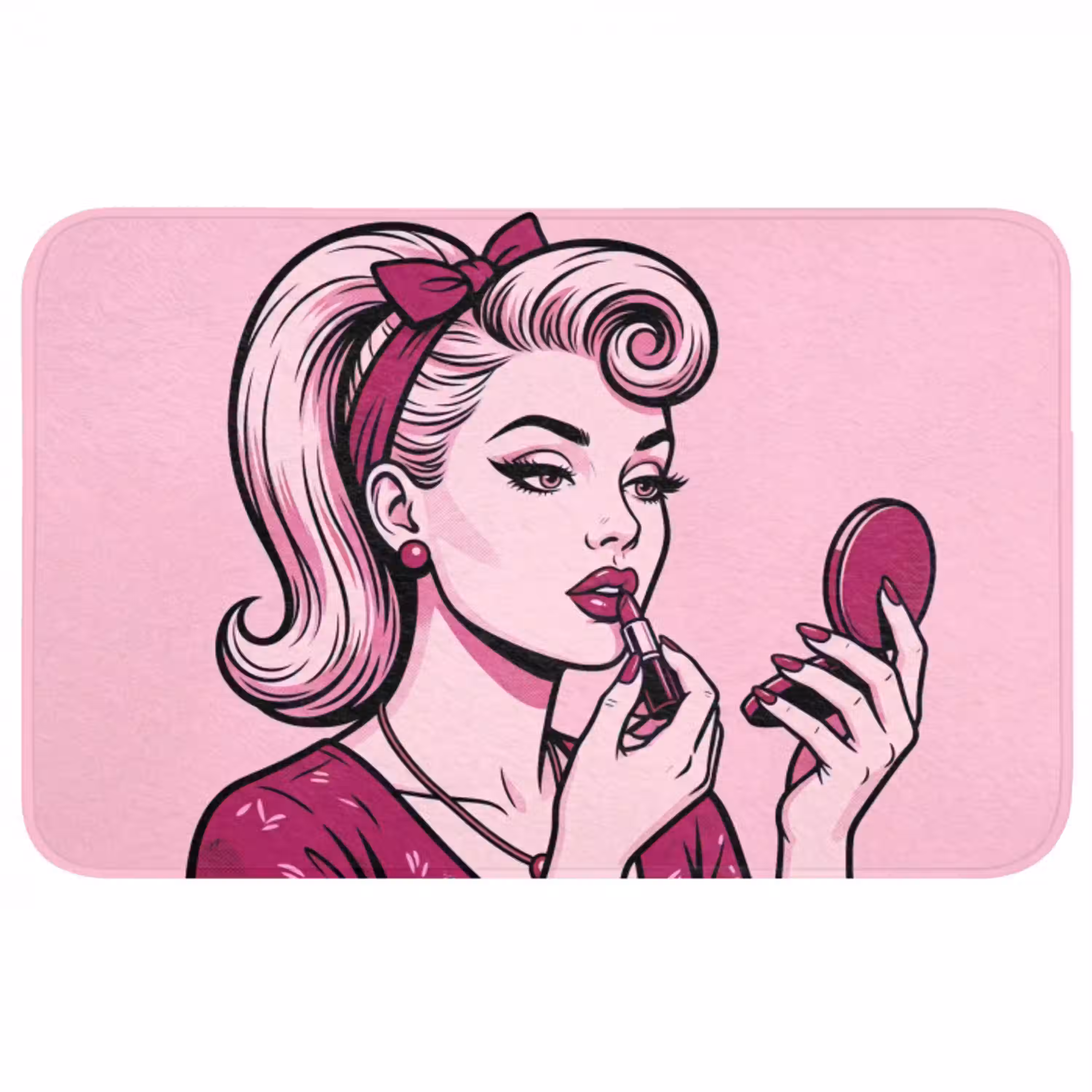 Vintage - Vrouw - Roze WCmat middel -3d